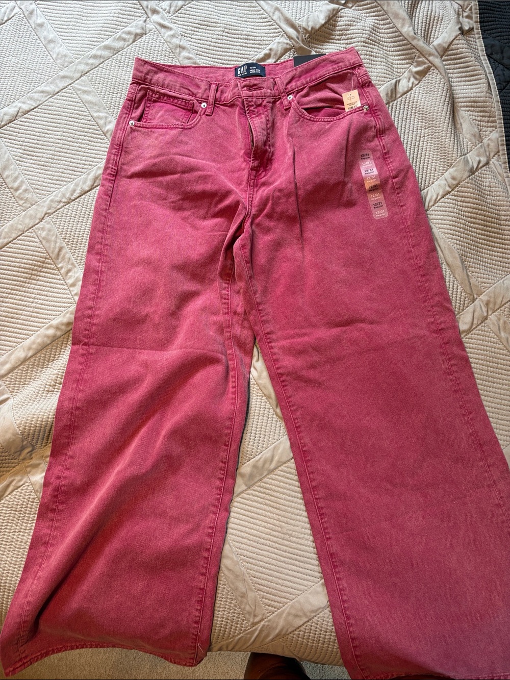 GAP Wide-Leg High-Rise Jeans in Dusty Rose